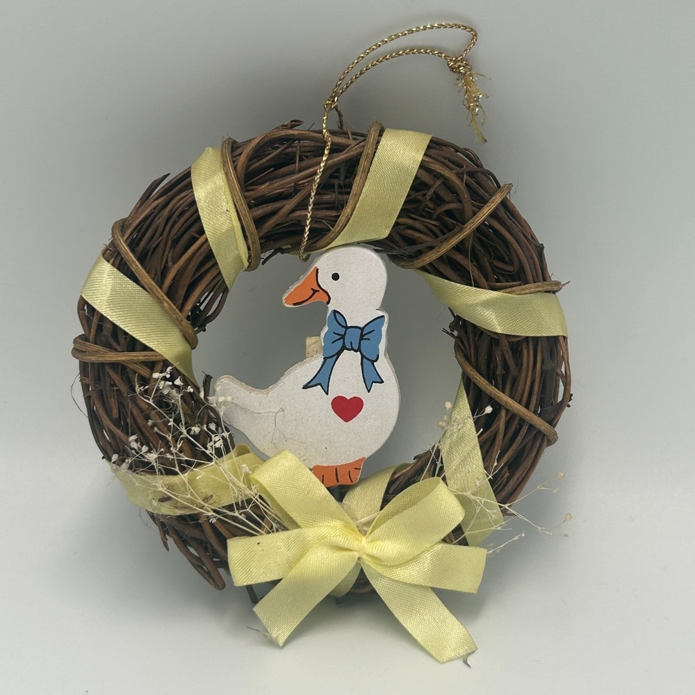 Vintage Goose Geese Kitchen Magnet Farm Country Cottage‎ Wreath Bow 90s Granny
